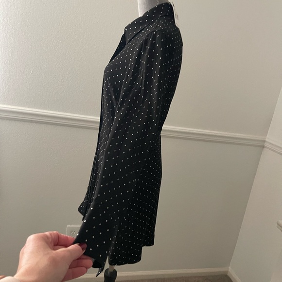 New Free People This Town Black Polka Dot Shirt Dress - Picture 3 of 7